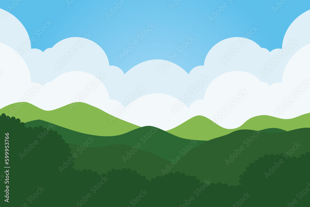 Illustration of summer landscape background design flat vector