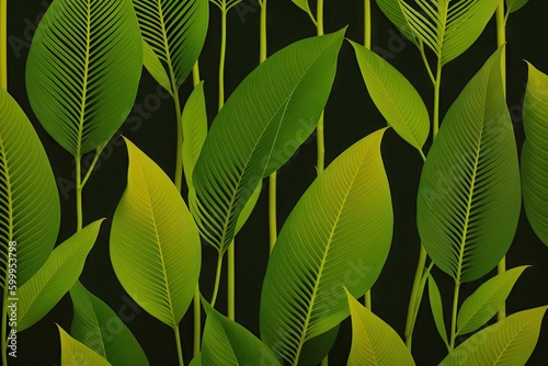 Green leaves pattern background  Natural background and wallpaper  generative ai image