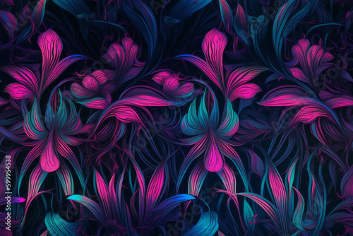 neon background Exotic floral wallpaper texture