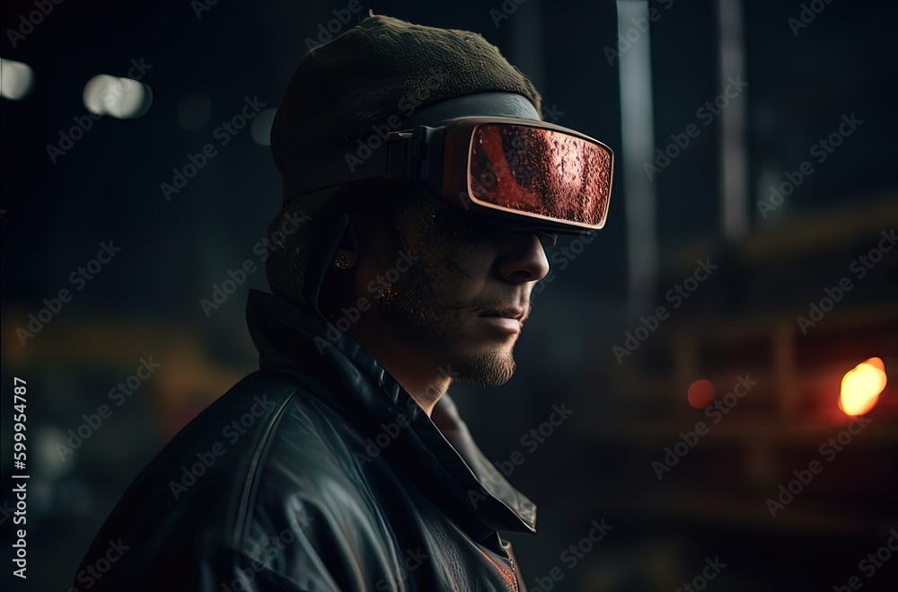 A steelmaker in a helmet at a metallurgical furnace watches hot steel pour out of it. Generative AI A steelmaker in a helmet at a metallurgical furnace watches hot steel pour out of it. Generative AI