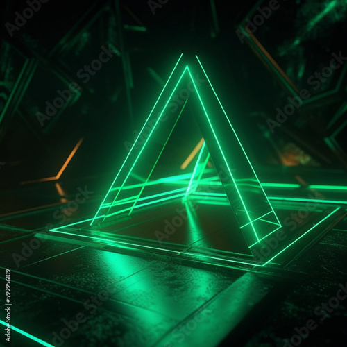 abstract background triangle neon lights 