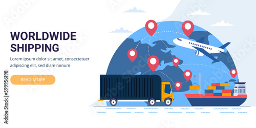 worldwide international shipping business concept with export import warehouse business transport.