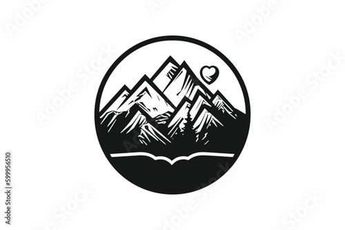 illustration of mountains creative Minimal Vector Logo Design Tshirt Sublimation Illustration tattoo design