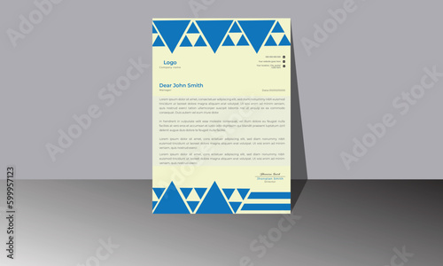 Modern letterhead template with different types of shapes and blue color combinations.  