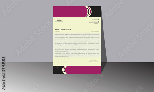 The modern creative and violet color combination professional letterhead template design.