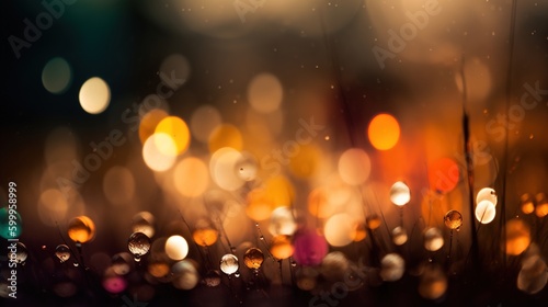 Wet grass bokeh texture background