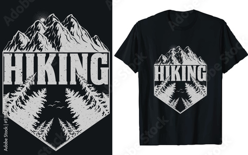 Hiking T-shirt design Vector Graphics. adventure mountain outdoor hiking custom t shirt design,  outdoor adventure, Mountain illustration, Vector graphic, Outdoor Adventure Inspiring Motivation Quote.