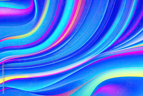 Illustration of of wavy lines  colorful print abstract liquid pattern  bright background of curves  generative ai