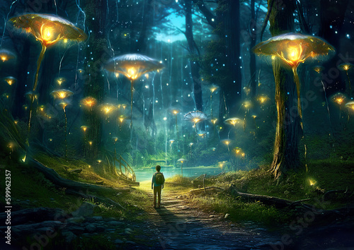 Fotografie A path that leads to a separate world in the depths of the forest