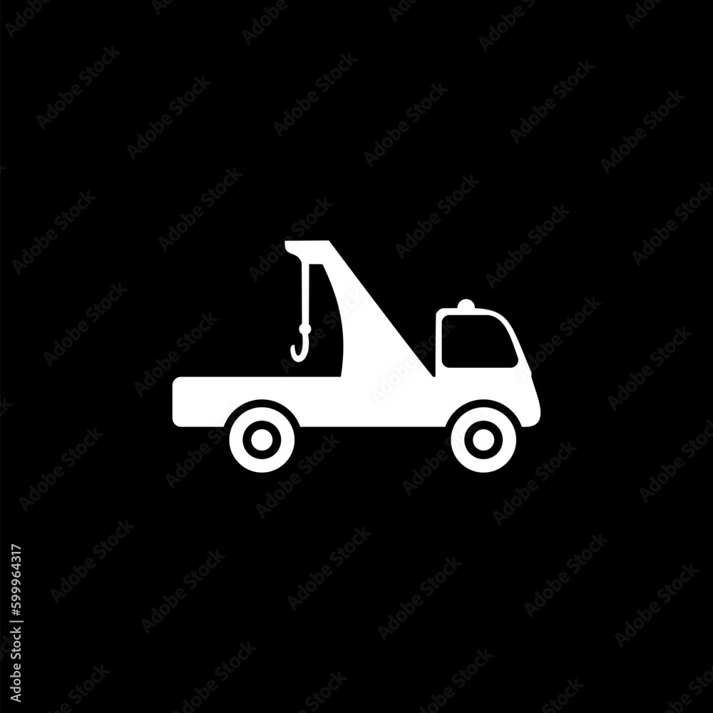 Towing truck, service truck  isolated on black background 