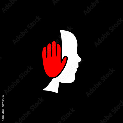 Stop bullying symbol icon with a black background