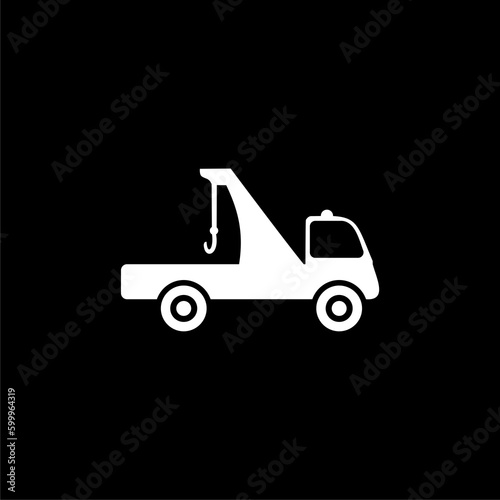 Towing truck, service truck isolated on black background 