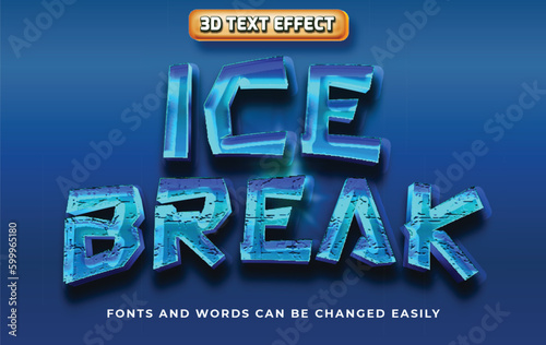 Ice break 3d editable text effect style