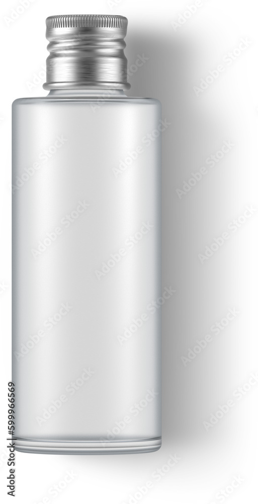 Screw Metal Cap Cosmetic Frosted Glass Bottle 3D Rendering Screw Metal Cap Cosmetic Frosted Glass Bottle 3D Rendering