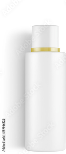 White Plastic Cosmetic Bottle with Gold Ring 3D-Illustration