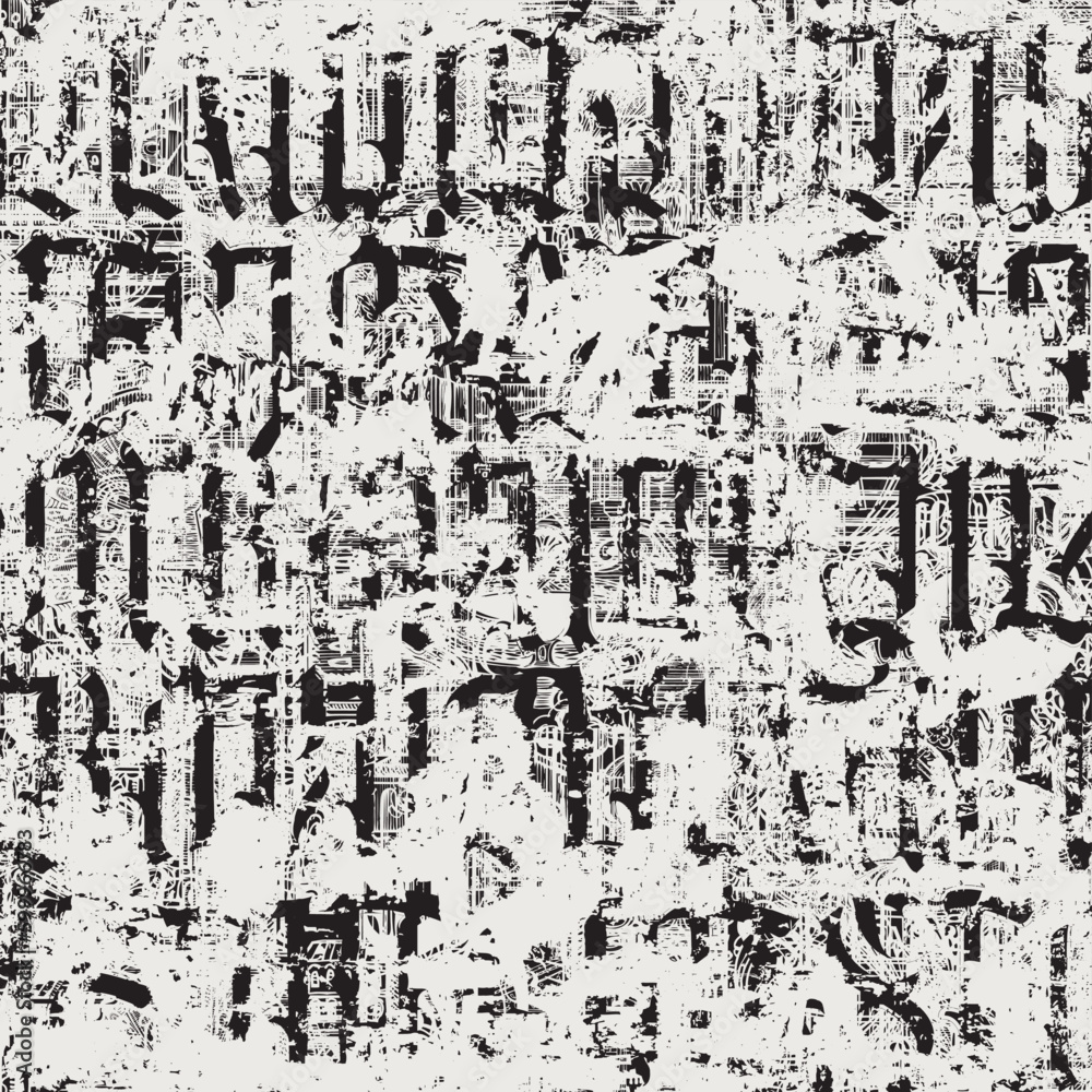 Seamless pattern of ornate Gothic letters. Monochrome repeating background with ancient Latin letters scratched, dirty backdrop. Vector texture, Wallpaper, wrapping paper or fabric in vintage style Seamless pattern of ornate Gothic letters. Monochrome repeating background with ancient Latin letters scratched, dirty backdrop. Vector texture, Wallpaper, wrapping paper or fabric in vintage style