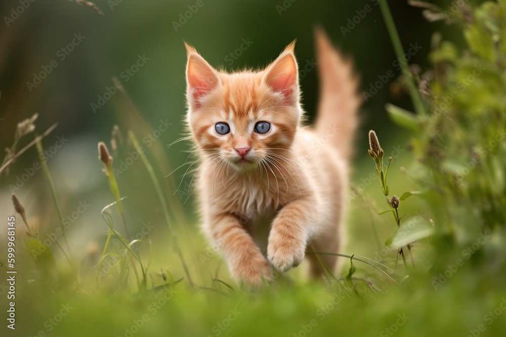 cat playing in the grass- Ai