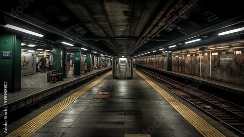 A subway train station platform. AI generated © ArtStage