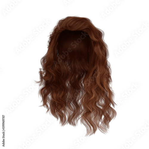 3d rendering wavy red ginger hair isolated