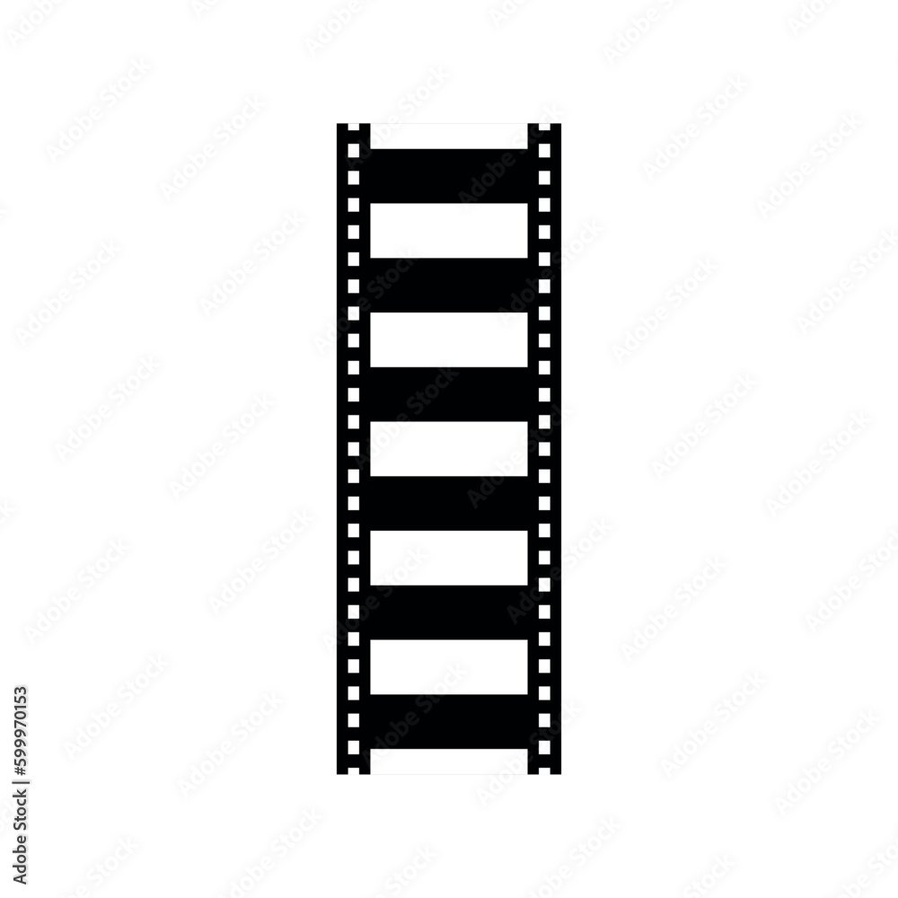 Film tape vintage icon isolate. 3d flim roll. Media film strips roll set negative vector image. movies film background with flim roll. film strip isolated on white