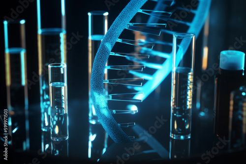 DNA vaccine design and production. DNA, background Generative AI photo