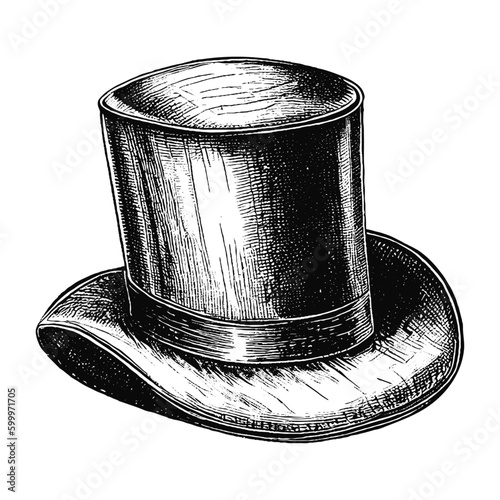 vintage gentleman hat sketch engraving