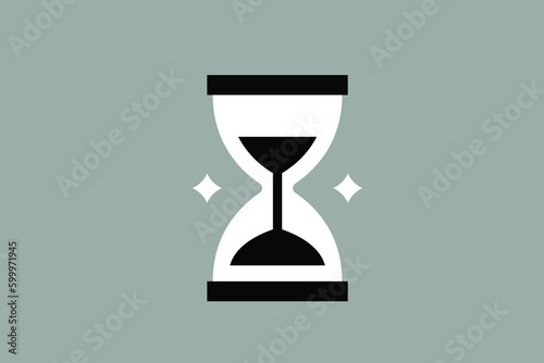 Geometric time illustration. Vector hourglass icon in flat design art.	
