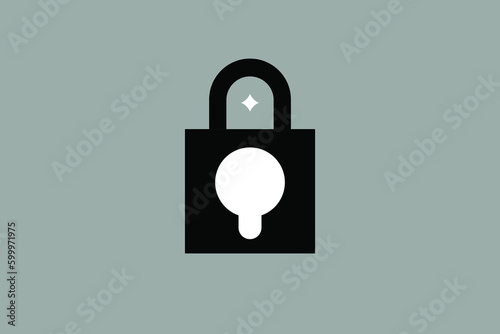 Geometric safe illustration. Vector lock icon in flat design art.	
