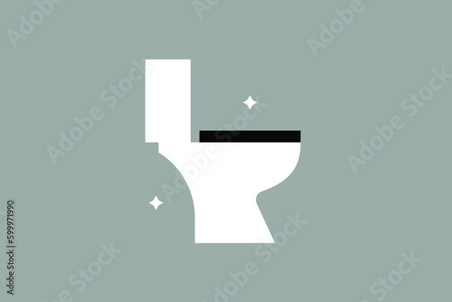 Geometric lavatory pan illustration. in flat style design. Vector flat icon.	