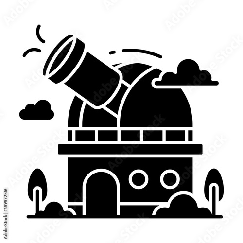 Editable design icon of observatory building 