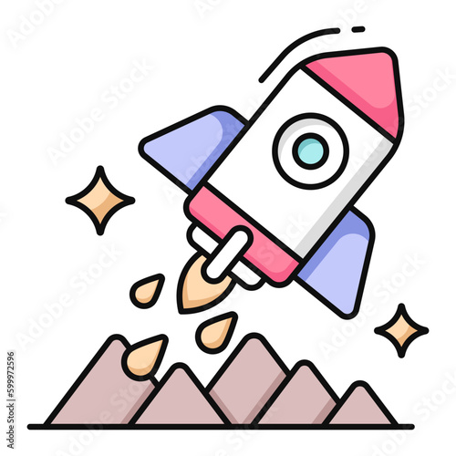 Conceptual flat design icon of rocket 