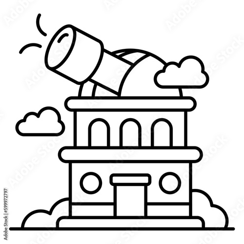 Editable design icon of observatory building 