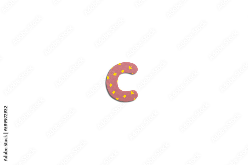 Alphabet letter C on a white background. Top view, flat lay Alphabet letter C on a white background. Top view, flat lay