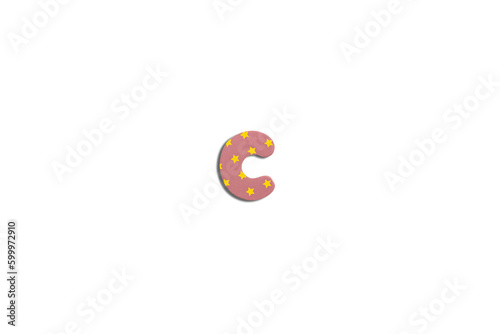 Alphabet letter C on a white background. Top view  flat lay