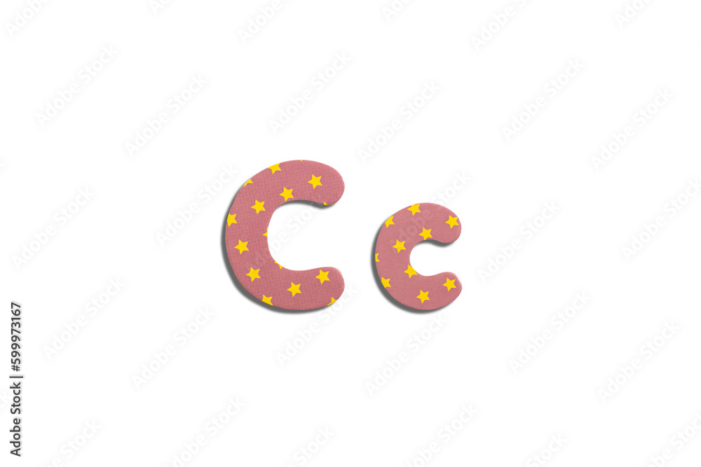 Alphabet letter C on a white isolated background. Top view, flat lay Alphabet letter C on a white isolated background. Top view, flat lay
