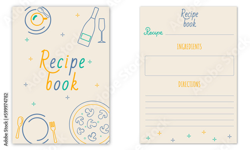  recipe book template with minimalistic food icons