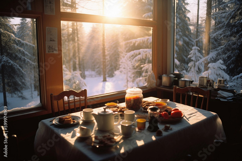 Perfect good morning breakfast in a winter setting