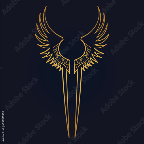 golden feather wings vector	
