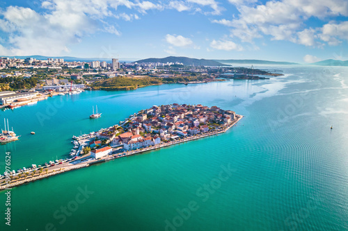 Split suburb town of Vranjic island aerial view photo