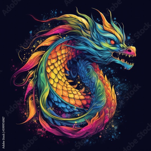 Multicolored traditional Dragon art
