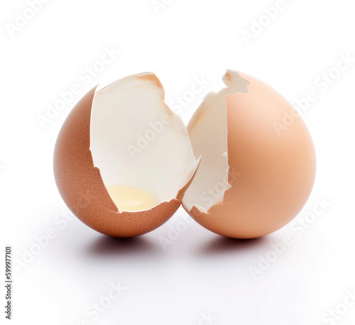 Broken egg on a white background