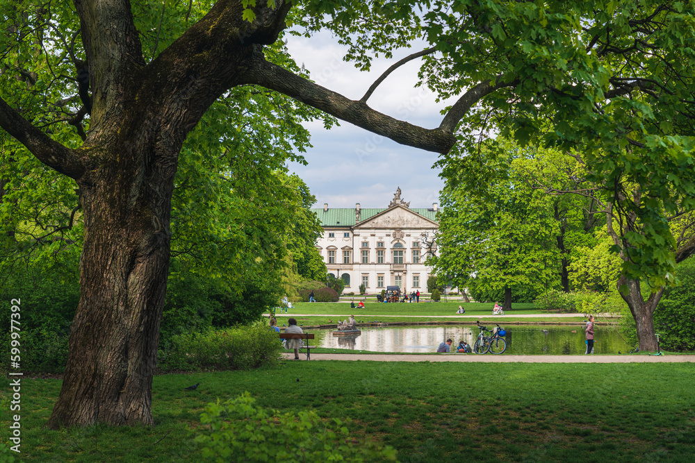 Obraz premium Warszawski park w wiosenny słoneczny dzień