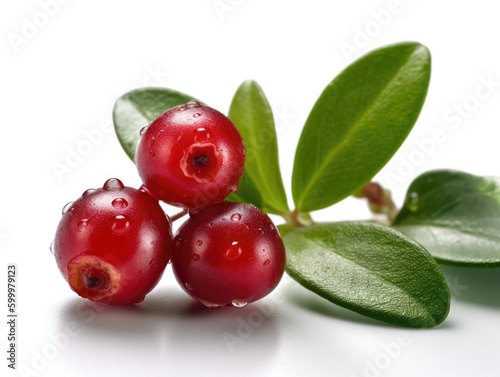 Lingonberry with green leaf