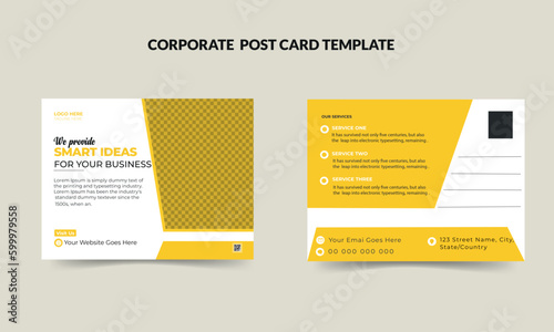 Corporate business or marketing agency postcard template