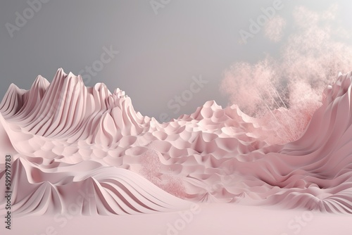Network technology background futuristic tech pink wave background. Low poly wire made with generative AI