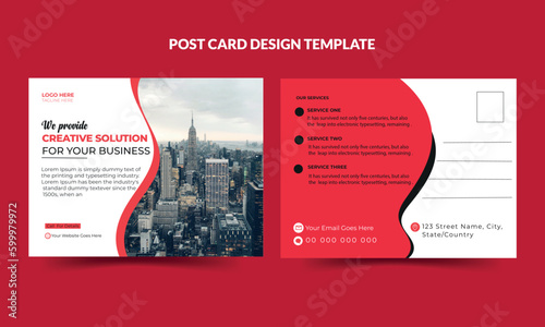 Corporate business or marketing agency postcard template