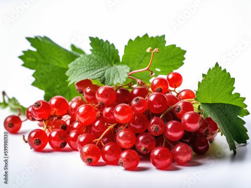 Red currant with green leaf