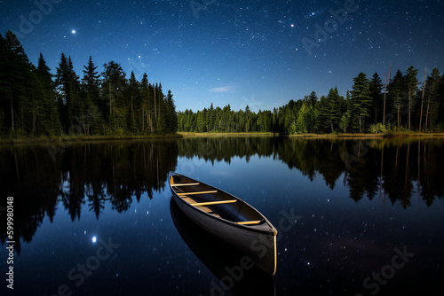 A serene lake reflects the stars above, Generative AI © Zsolt