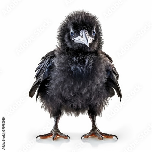 Baby Crow isolated on white (generative AI) © HandmadePictures