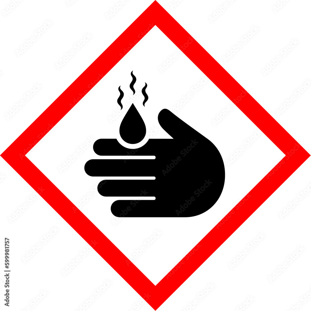 Hot water warning sign, scald hazard icon